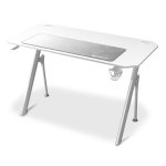 Mesa Gaming Drift 120cm Tablero de fibra Blanco con alfombrilla y soporte
