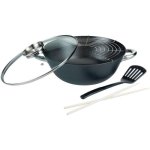 Set Wok GSW 5 Pièces Acier Fondu 32 cm Antiadhésif Sans PFOA Induction
