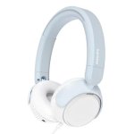 Auriculares Philips TAK2000BL/00 com cabo, microfone integrado, design ajustável azul