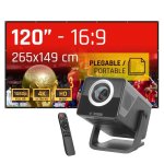 Proyector iggual FullHD 800 Lúmenes 150" Lámpara LCD Smart WiFi 6 BT Portátil + Pantalla