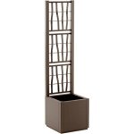 Vaso Quadrado Stefanplast Ethica Taupe 38L Com Treliça Acabamento Efeito Madeira 36x36cm