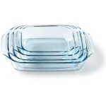 Set di 4 Piastre da Forno Pyrex in Vetro Borosilicato Trasparente 27/31/35/39 cm
