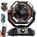 Mini Ventilatore Portatile Autrucker 20000mAh 8 Velocità LED Telecomando Arancione