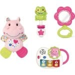 VTech Set Regalo Nascita Éveil des Sens Rosa con Peluche Ippopotamo e Piano con Luci e Suoni
