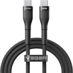 Cable USB-C a USB-C Veger 100W PD 1,5 m Negro Nylon