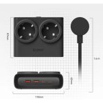 Régua de tomadas Orico PDC25 6 tomadas 2 Schuko 4 USB com proteção e GaN