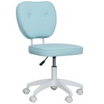 Vinsetto Silla De Escritorio Tapizada En Pu Sin Brazos 46x59x82-92 Cm Azul Claro