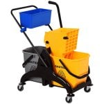 Homcom Cubo Para Fregona 26l Con Escurridor Doble Cubetas Ruedas Multicolor