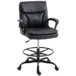 Homcom Silla De Escritorio Ergonómica Con Reposapiés Ajustable Negro