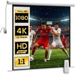 Homcom Pantalla De Proyector Eléctrica 85 Pulgadas Con Control Remoto Blanco