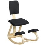 Homcom Silla Ergonómica De Rodillas Con Respaldo Marco De Madera Negro