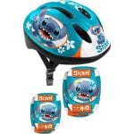 Set de casco y protecciones infantil Disney Stitch ajustable 50-56 cm
