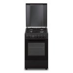 Cuisinière à gaz Oceanic Oceag50gb 4 Feux et Four 45L Noire, Commande Manuelle, Efficacité A+