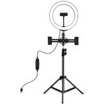 Lampe annulaire LED Puluz 26 cm avec trépied 1,1 m et 3 supports téléphone