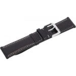 Correia de relógio Zeppelin couro Cordovan preta 22 mm fecho prateado