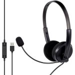 Auriculares Mozos MTX1091ECO com cabo USB para chamadas e controlo online preto