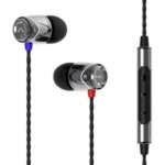 Auriculares SoundMagic E10 com cabo Mini Jack 3,5 mm, design leve e microfone cinza