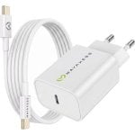 Cargador USB Mayaxess SEK-VIRT-IP16M 20W con cable USB-C 1 m blanco