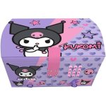 Caixa de Joias Musical Kuromi Kids Licensing com Código Secreto, Espelho, 2 Gavetas, Bandeja Extraível, Efeito Sonoro, Violeta, 21 x 15 x 12 cm, +5 Anos