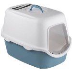 Katzentoilette Kerbl Cathy F Kohlefilter Klapptür 56x40x40 cm Weiß Blau