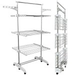 Tendedero Portentum Vertical Pliable 14 cm 5 Niveaux 58 Cintres 40 kg Acier Inox