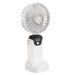 Mini Ventoinha Portátil Dam Electronics LED 2,5W 5 Velocidades Oscilação 90° Aromaterapia Bateria Recarregável Branco