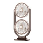 Ventoinha de Sobremesa Dupla Dam Electronics 5 Velocidades 3 Intensidades de Luz 14x9x30cm Bege