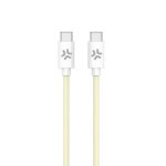 Câble USB-C Celly 1,5 m Tressé Charge Rapide 100W Blanc Jaune