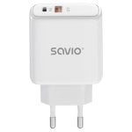 Wandladegerät Savio LA-12 20W USB-C/USB-A Schnellladen