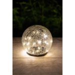 Esfera decorativa solar Galix vidrio craquelado 15 cm 25 micro-LED luz cálida