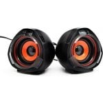 Altavoces Logo PC USB 2.0 canales 5W con diseño negro y naranja