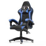 Chaise Naspaluro Ergonomique Gaming Noir et Bleu Réglable