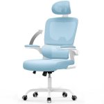 Chaise de bureau ergonomique Naspaluro Bleu accoudoirs pliants