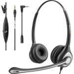 Auriculares Wantek con cable, micrófono y cancelación de ruido, color negro