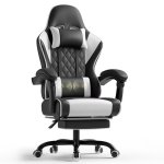 Chaise Gaming Autrucker Massage Vibrant, Repose-tête Ajustable, Inclinaison 135°, Giratoire 360°
