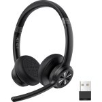 Casque Tecknet sans fil Bluetooth USB pour bureau avec réduction de bruit noir