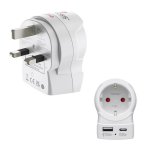 Steckdosenadapter Hama EU zu UK 2 USB-A USB-C Ports 20W weiß