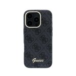 Guess Hülle Polipiel Logo Relief Schwarz Vollschutz für iPhone 16 Pro