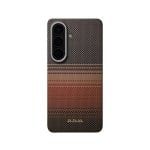 Custodia per cellulare PITAKA Ultra Sottile Fibra di Aramide Rosso Marrone con Anello Magnetico per Galaxy S26 Plus