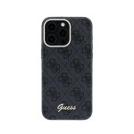 Guess Hülle aus schwarzem Kunstleder mit Relief-Logo MagSafe-kompatibel für iPhone 15 Pro Max
