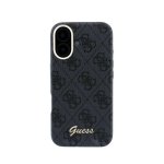 Guess Polipiel Hülle Logo Relief Schwarz MagSafe Kompatibel für iPhone 16