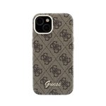 Guess Hülle Polipiel Braun Logo Relief Vollschutz für iPhone 14