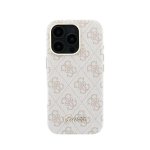 Guess Hülle Polipiel Logo Relief Rosa Komplett Kompatibel MagSafe iPhone 16 Pro