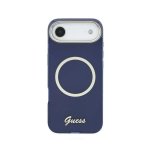 Guess IML Hülle mit Metallinschrift Blau kompatibel für iPhone Air MagSafe