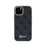 Guess Hülle aus schwarzem Kunstleder mit Relief-Logo für iPhone 15 MagSafe