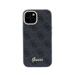Guess Hülle aus Kunstleder schwarz mit Relief-Logo kompatibel MagSafe für iPhone 14