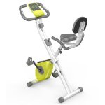 Bicicleta estática HomeFitnessCode plegable con respaldo, 8 resistencias y pantalla LCD