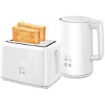 Set Welltin Wasserkocher 2200W + Toaster 7 Stufen Weiß