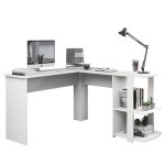Scrivania angolare bianca N616P 140x140 cm MDF con 2 ripiani