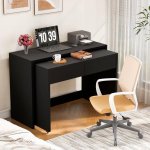 Bureau Pliable Welltin N880P 110x40cm 2 Tiroirs 2 en 1 Bois